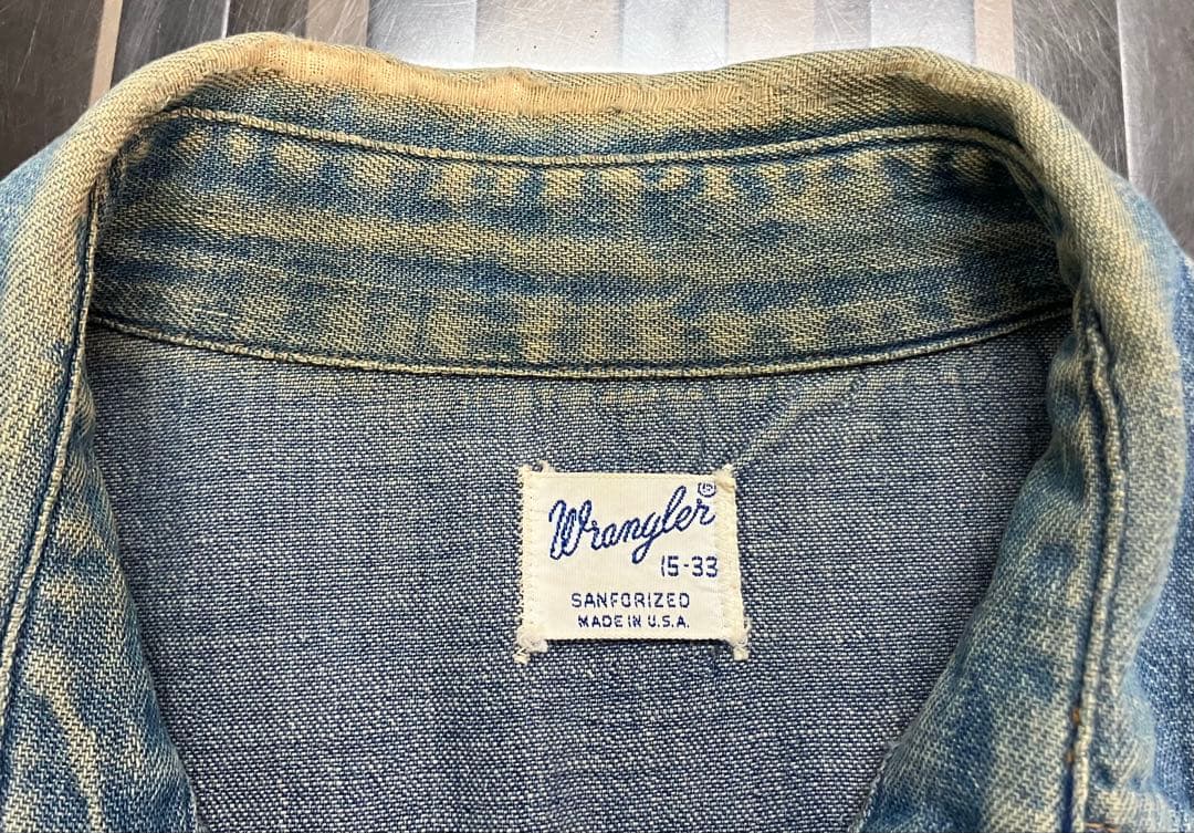 ビンテージ！60s wrangler 27mwウエスタン デニムシャツ15-33