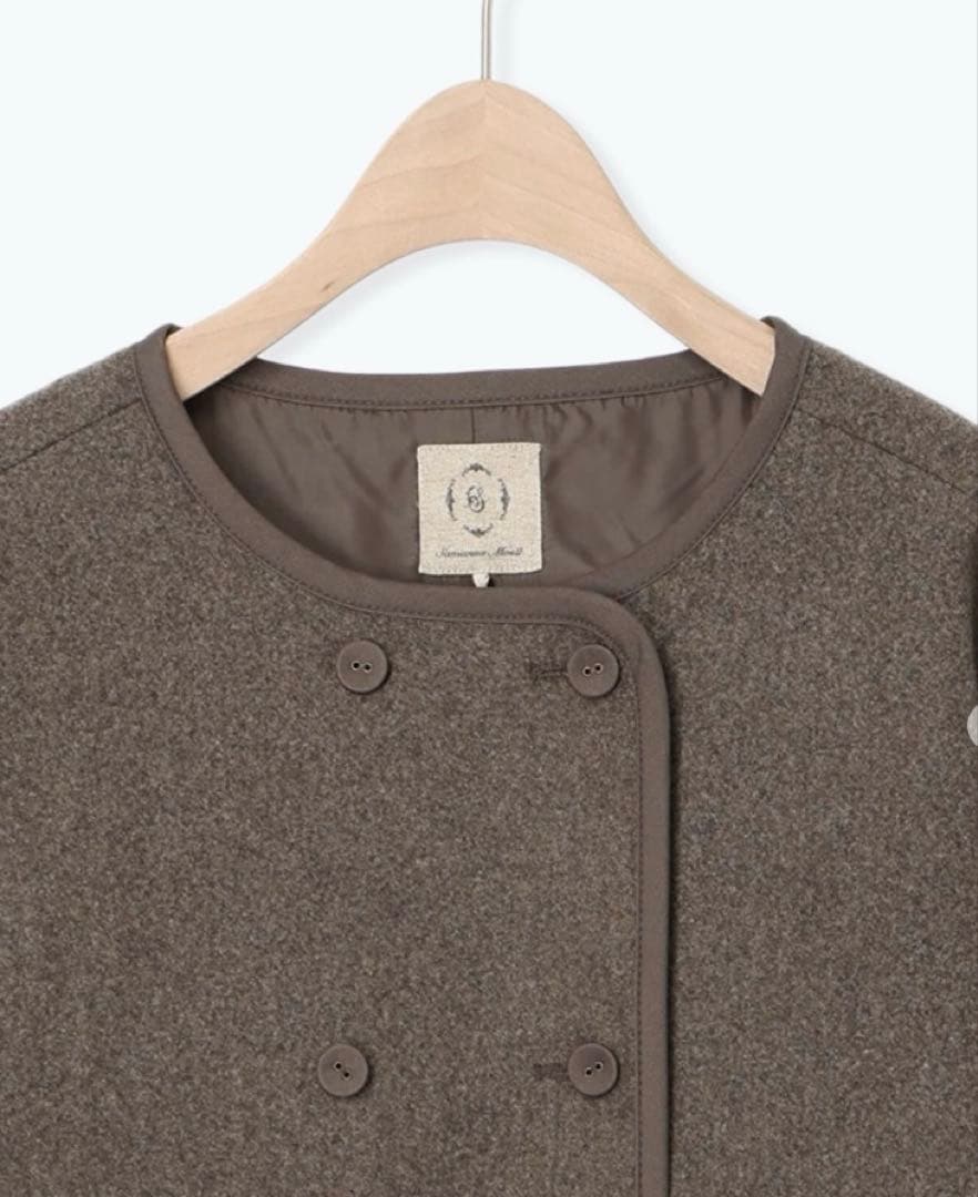 新品★サマンサモスモス★メルトン切替キルティングコート★ブラウン