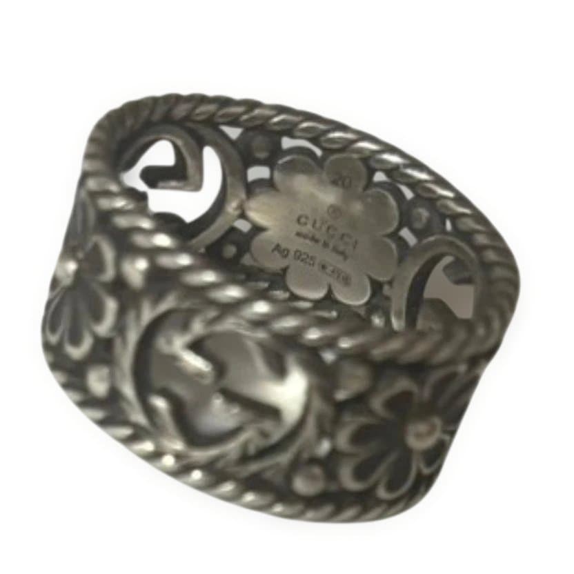GUCCI 577272 インターロッキングG 花柄リング 20号 Ag925