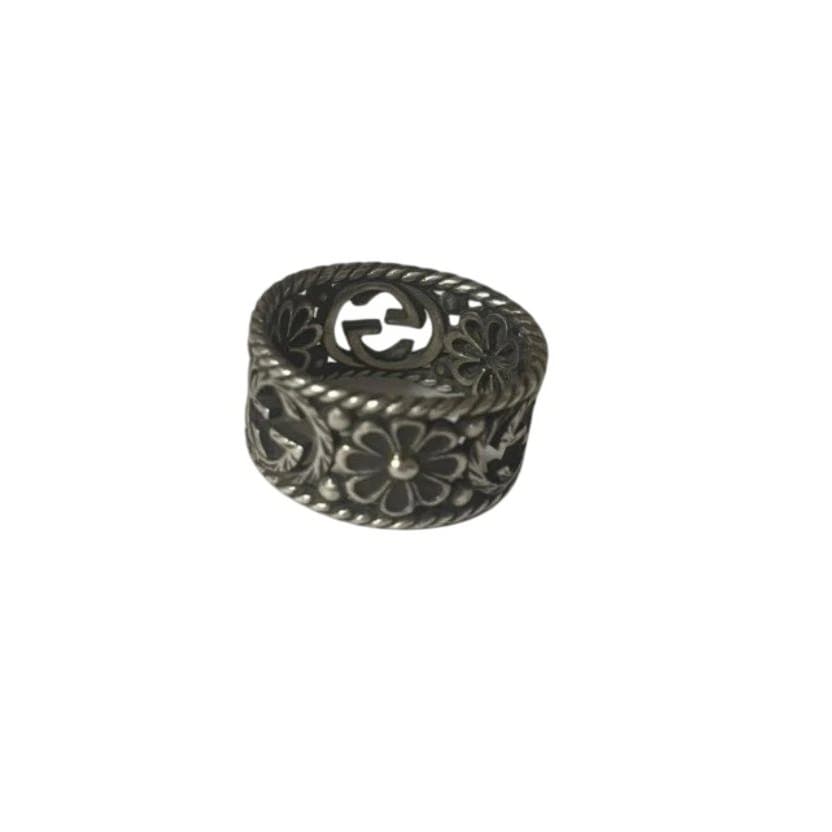 GUCCI 577272 インターロッキングG 花柄リング 20号 Ag925