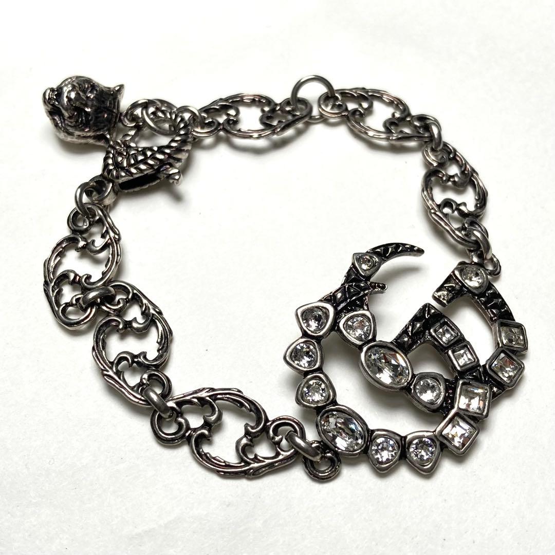 グッチ　GGマーモント ブレスレット ラインストーン シルバー タイガーヘッド