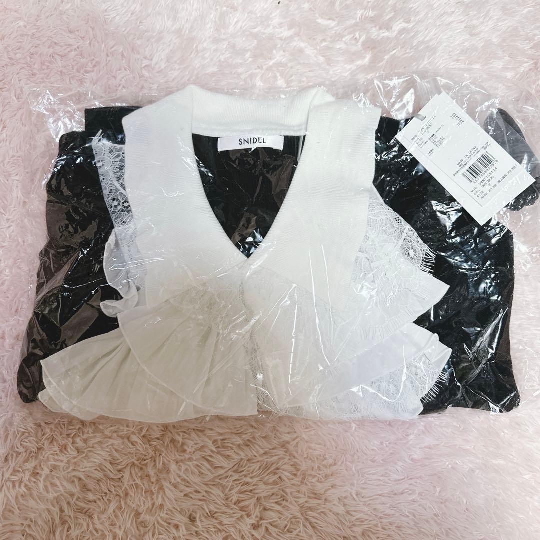 SNIDEL♡Sustainableレイヤードラッフルニットプルオーバーブラック