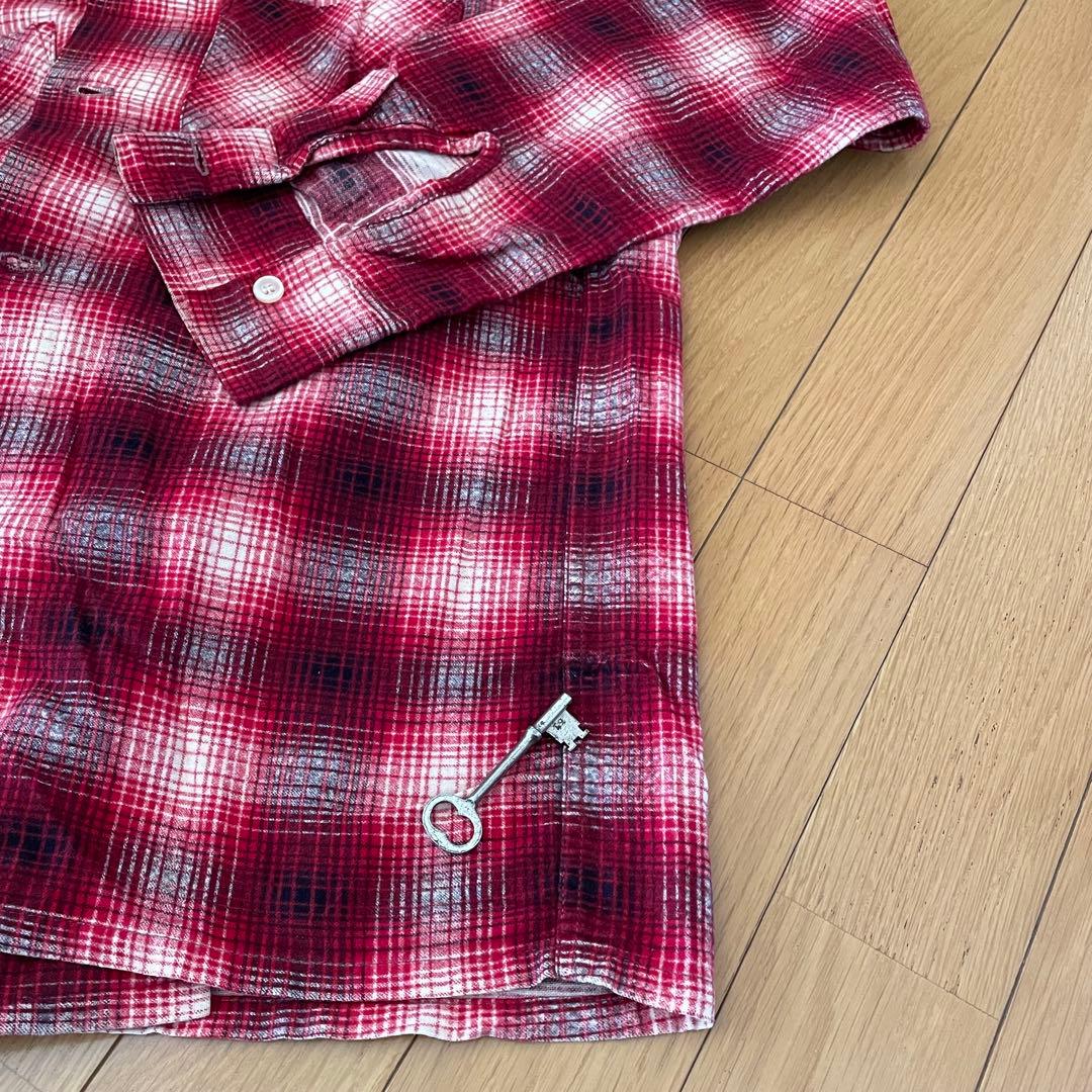 60s ダンリバー プリントネル USA オープンカラー オンブレ チェック