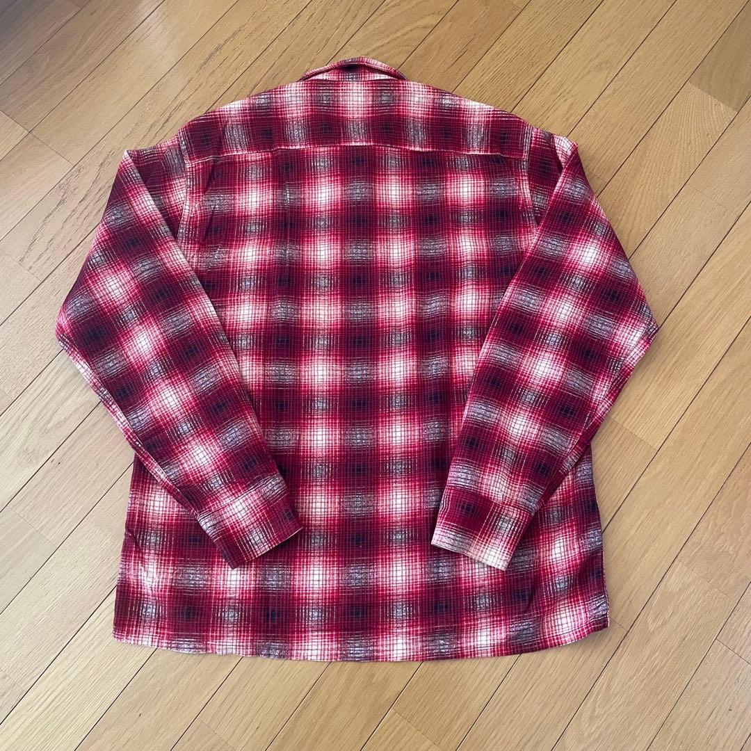 60s ダンリバー プリントネル USA オープンカラー オンブレ チェック