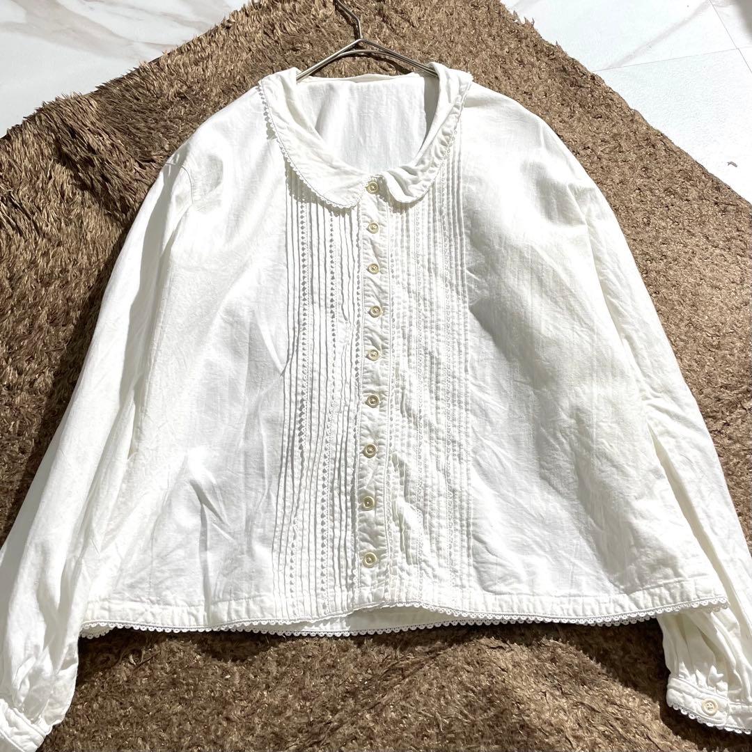 入手困難✨ ピンクハウス ピコ加工 フリル ブラウス 長袖 コットン ホワイト