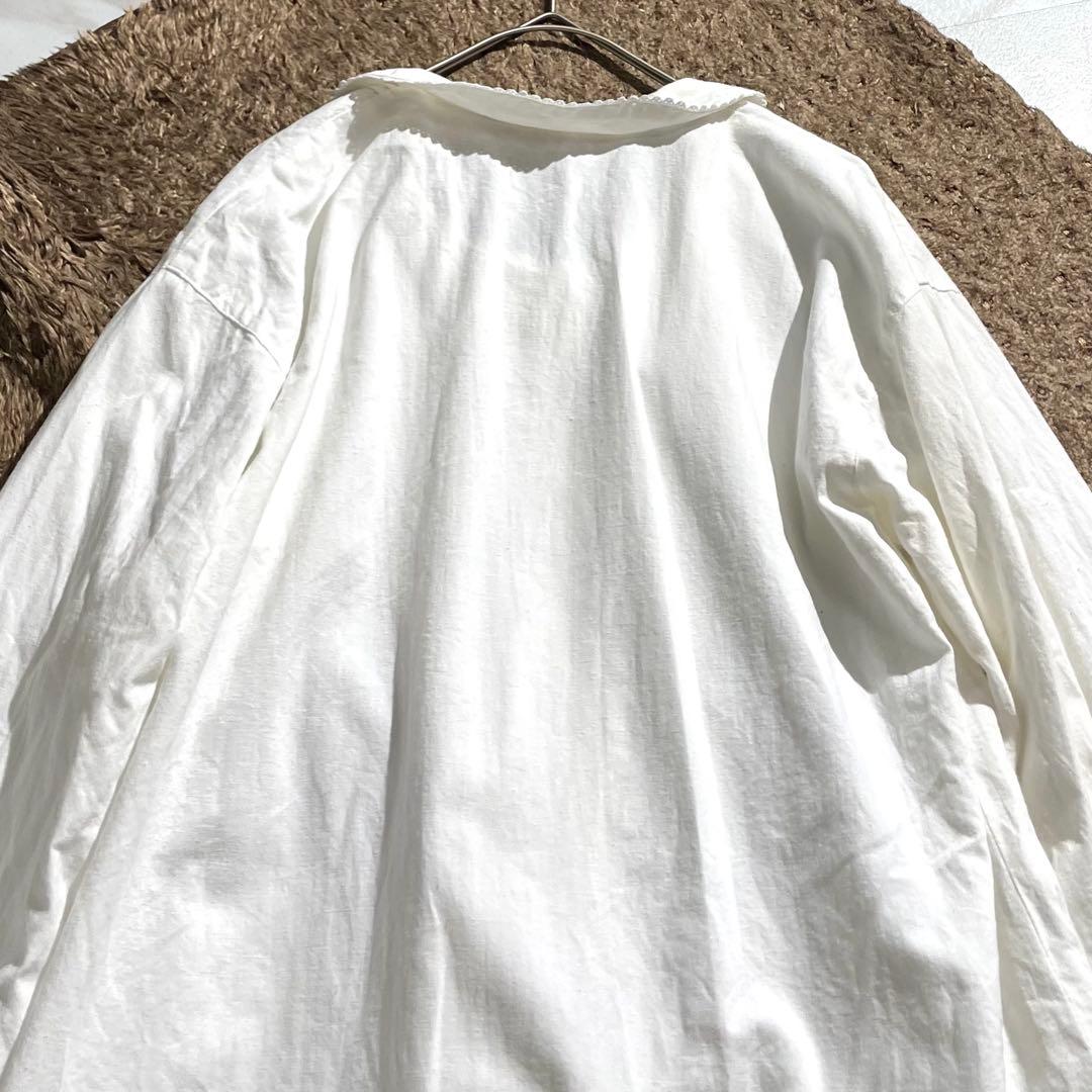 入手困難✨ ピンクハウス ピコ加工 フリル ブラウス 長袖 コットン ホワイト