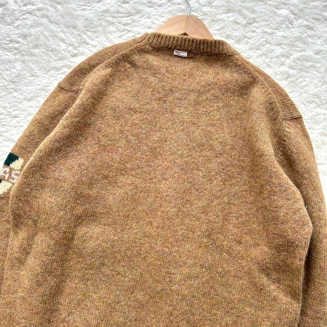 【美品】PAPAS パパス　国旗　長袖　ウール　ニット　セーター　ビックロゴ