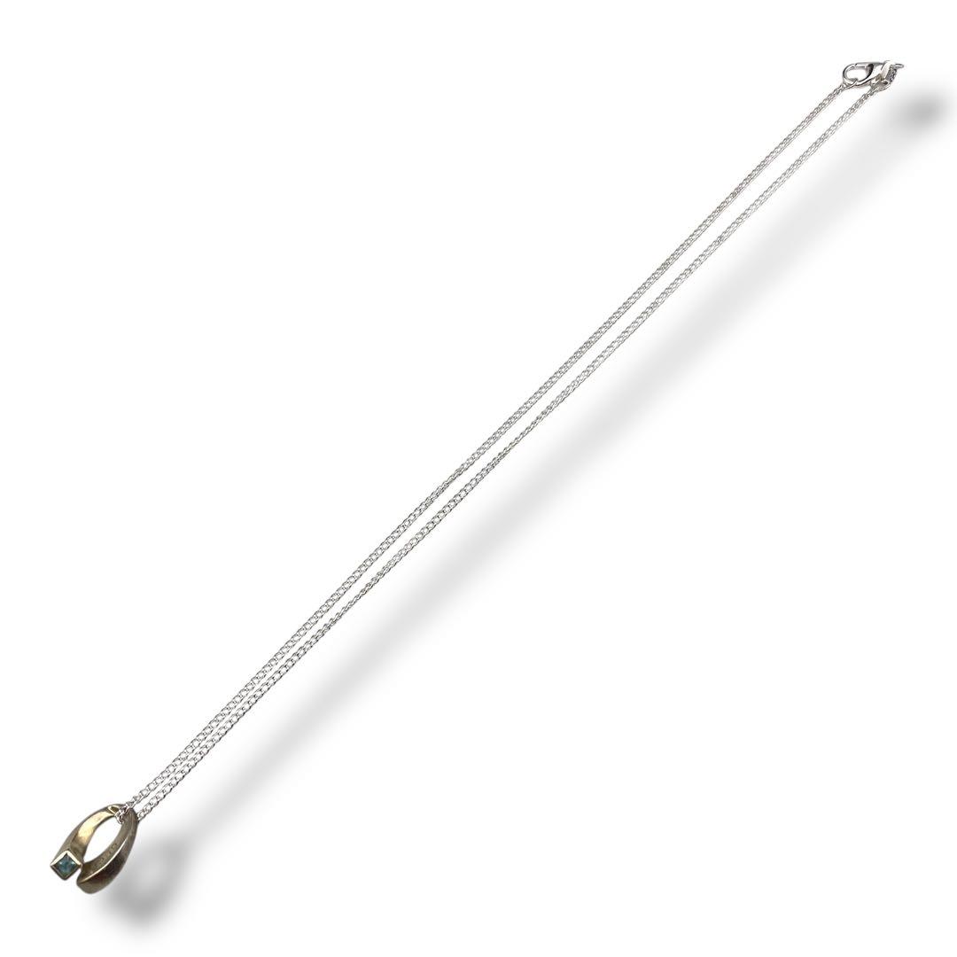 美品 GUCCI グッチ ネックレス ブルートパーズ 馬蹄 Gロゴ SV925