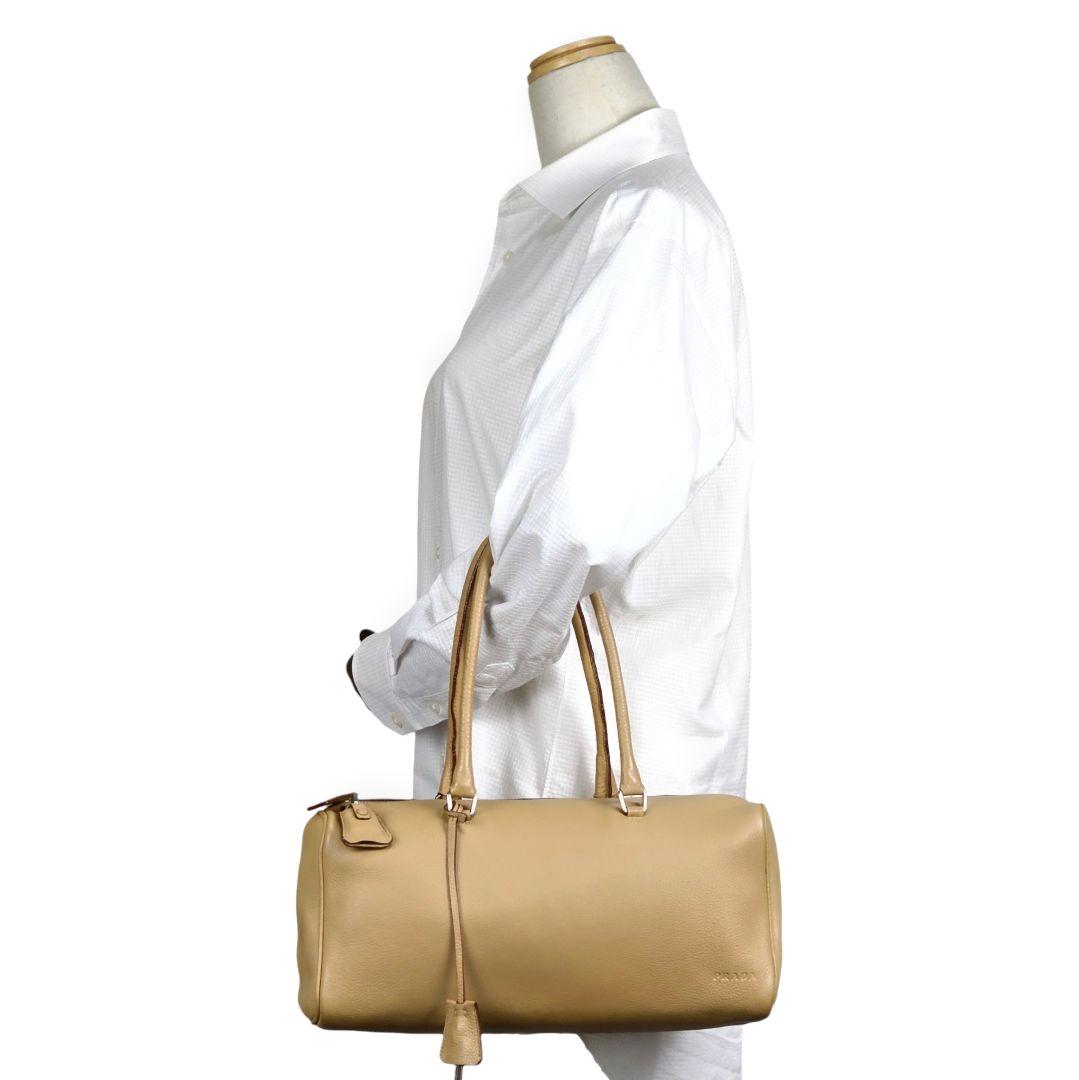 美品 プラダ PRADA ロゴ レザー ミニ ボストンバッグ ハンドバッグ