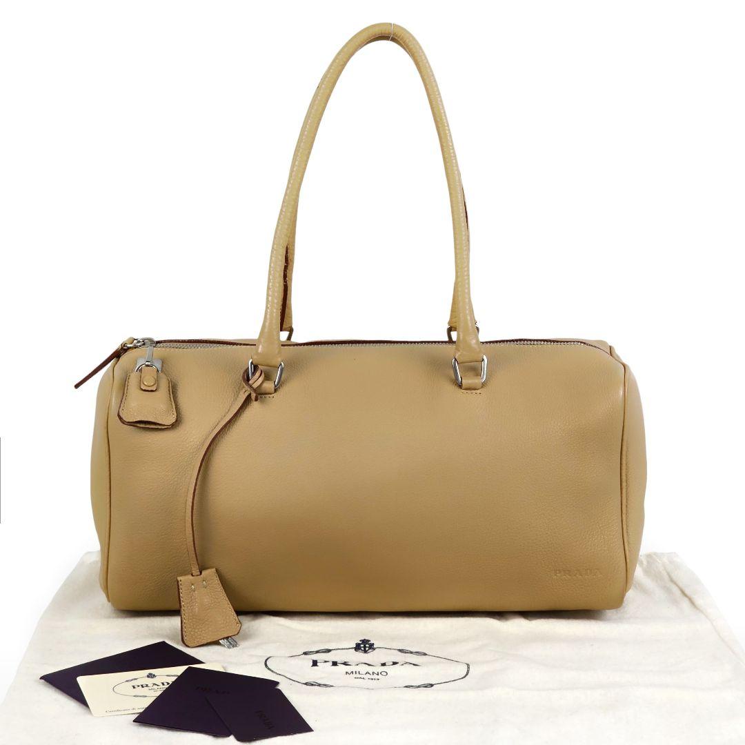 美品 プラダ PRADA ロゴ レザー ミニ ボストンバッグ ハンドバッグ