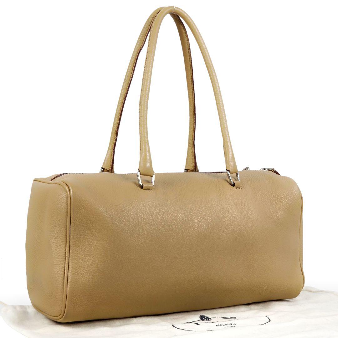 美品 プラダ PRADA ロゴ レザー ミニ ボストンバッグ ハンドバッグ