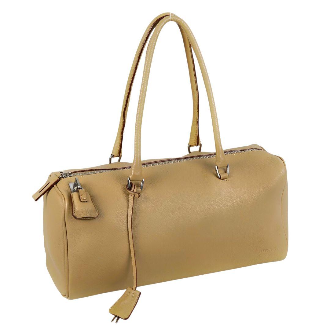 美品 プラダ PRADA ロゴ レザー ミニ ボストンバッグ ハンドバッグ