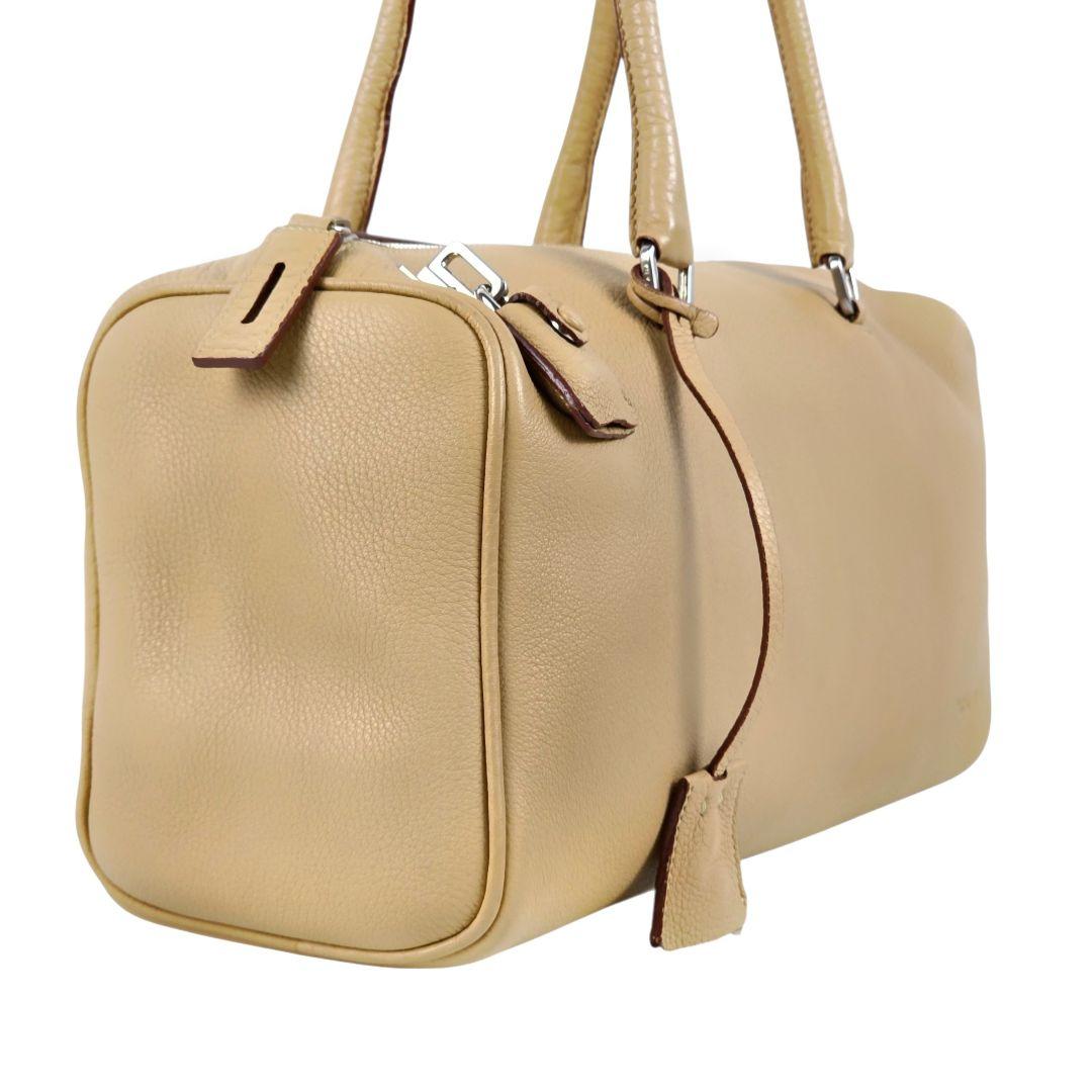 美品 プラダ PRADA ロゴ レザー ミニ ボストンバッグ ハンドバッグ