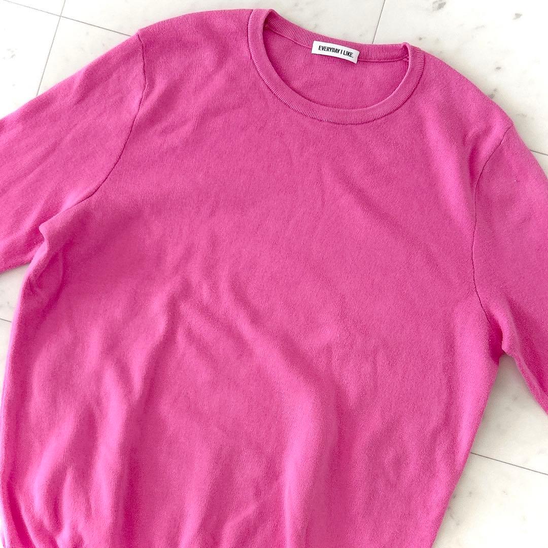 美品 ドゥーズィエムクラス コットン クルーネック プルオーバー ピンク