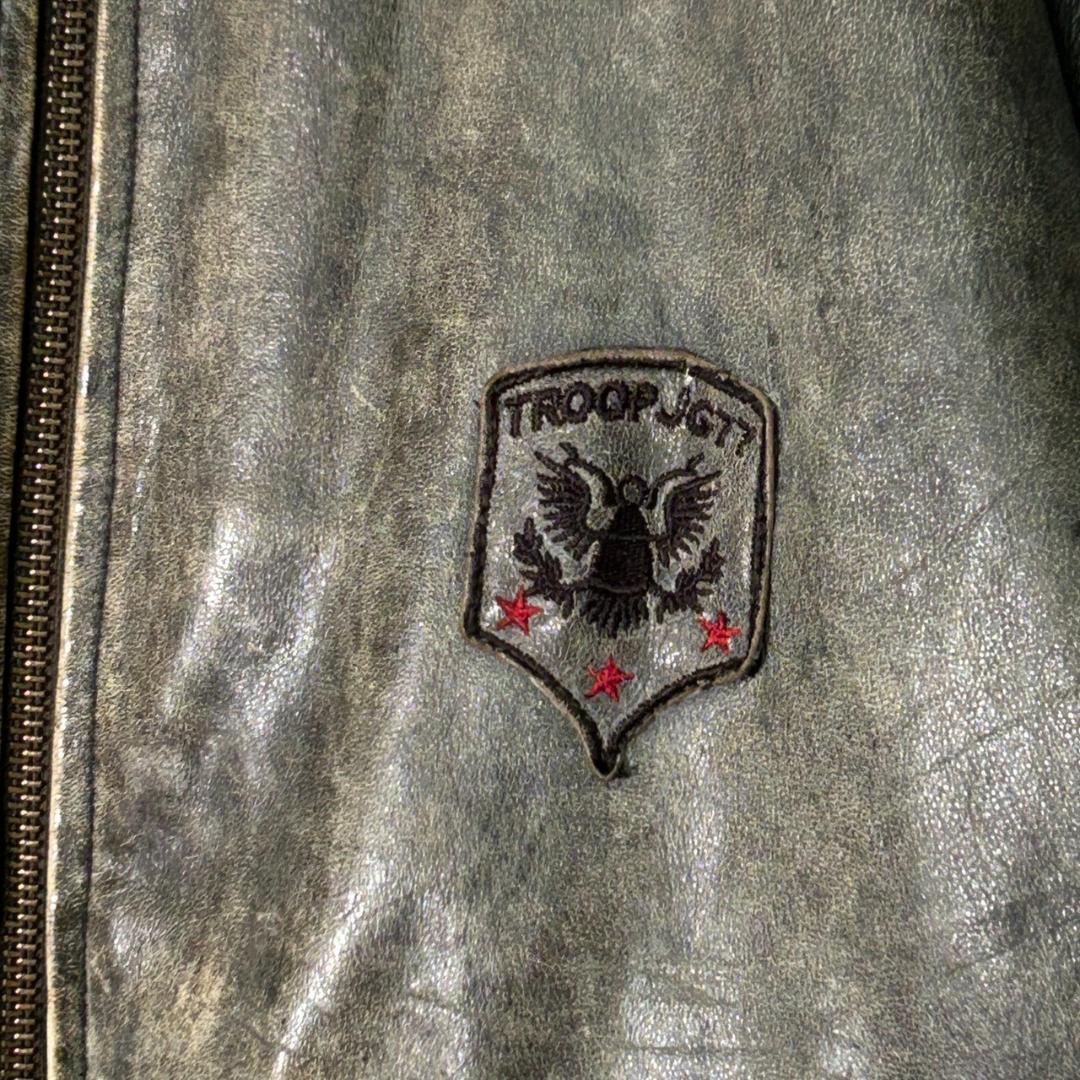 鬼フェード 本革 A2 レザージャケット 刺繍 ヴィンテージ