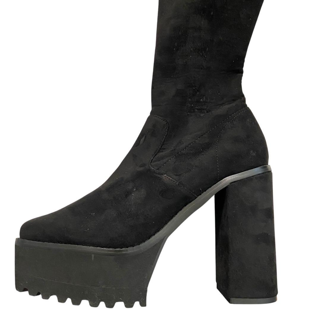 さ*ら様 ✨美品✨エモダ/タンクバルキーロングブーツ/ニーハイブーツ/ブラック/