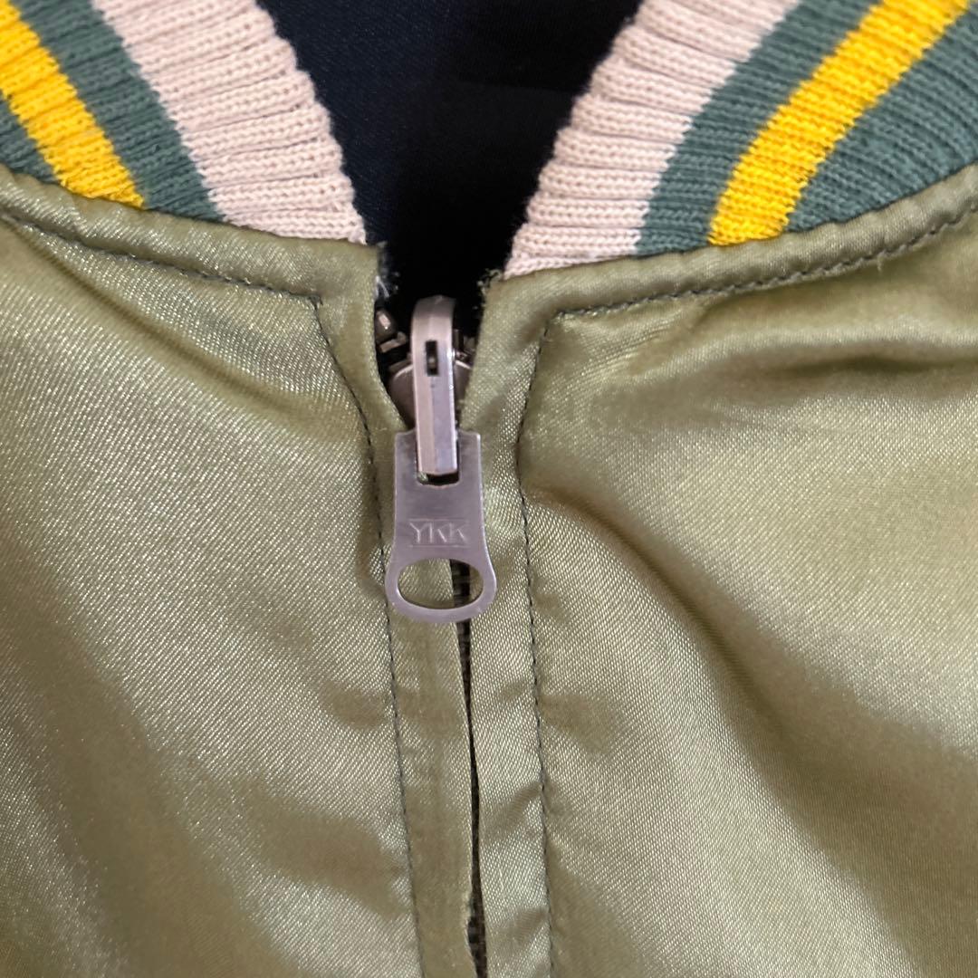 90s 回転式ジップ ビンテージスカジャン 白虎×龍×日本地図　テーラー東洋