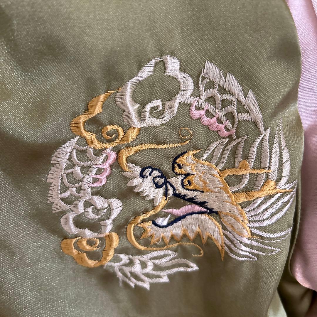 90s 回転式ジップ ビンテージスカジャン 白虎×龍×日本地図　テーラー東洋