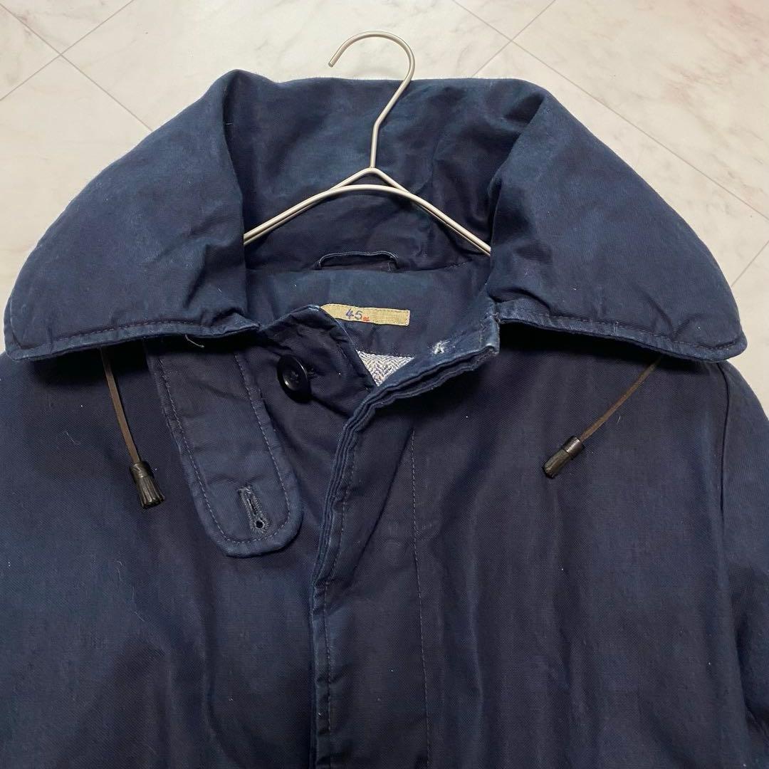 希少✨45R インディゴ染　ダウンジャケット　モッズコート　ネイビー　紺