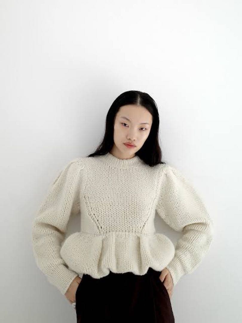 トップス CLANE PEPLUM HAND KNIT TOPS