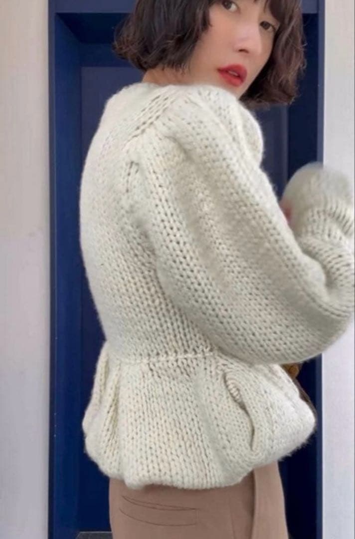 トップス CLANE PEPLUM HAND KNIT TOPS