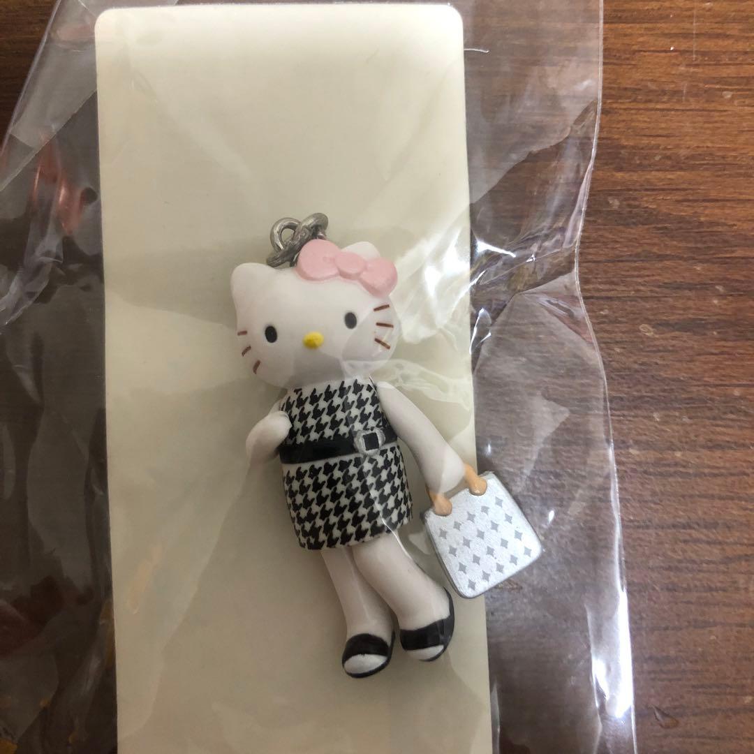 ［専用］足長キティ　ボールペン　マスコット　ストラップ　千鳥柄ワンピース　ギャル