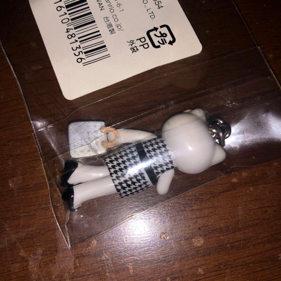 ［専用］足長キティ　ボールペン　マスコット　ストラップ　千鳥柄ワンピース　ギャル