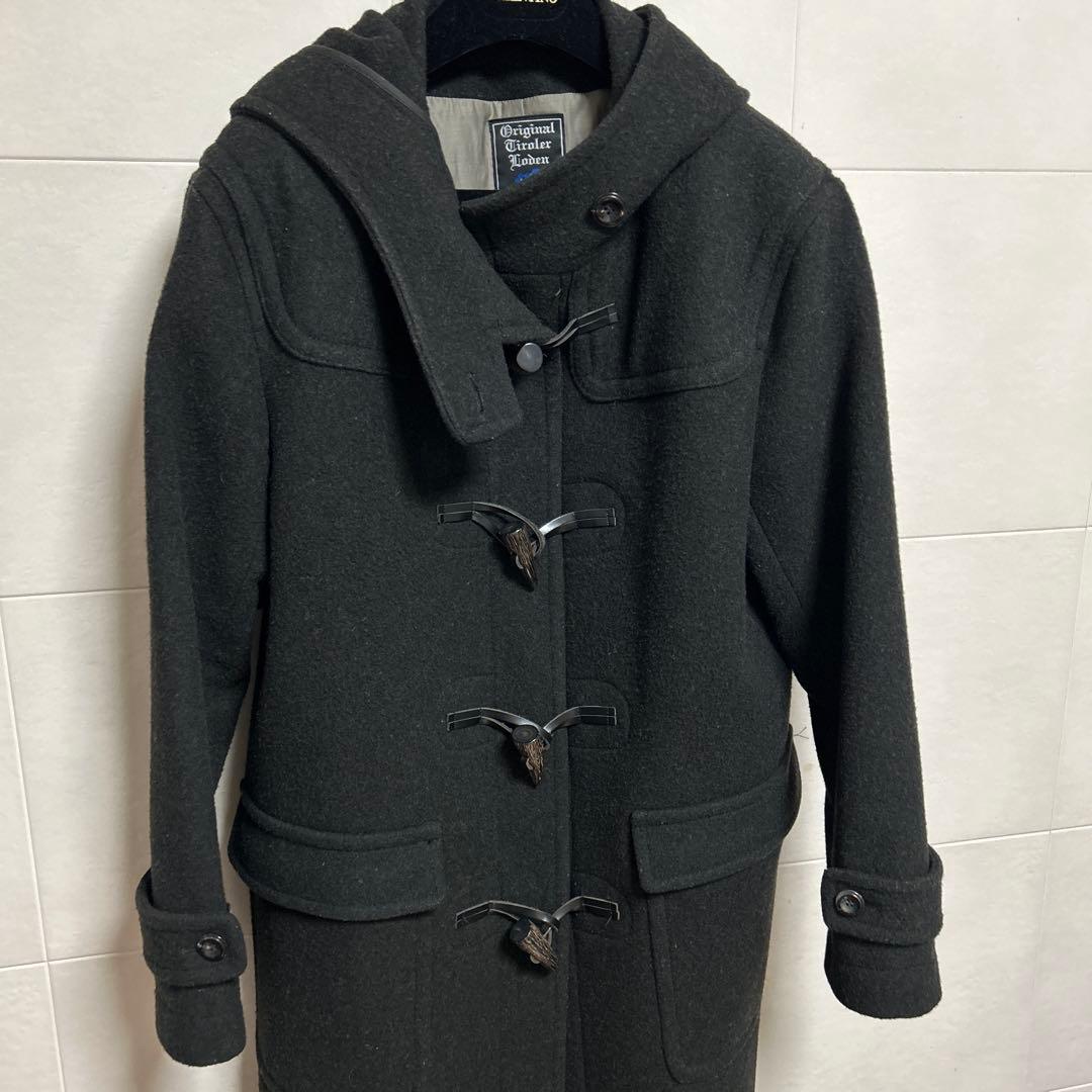 【美品】ダークグレー ダッフルコート フード付き