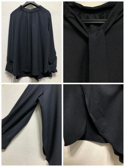 新品☆LL♪紺系♪衿リボンタイ♪セットアップパンツスーツ♪3点〇D195