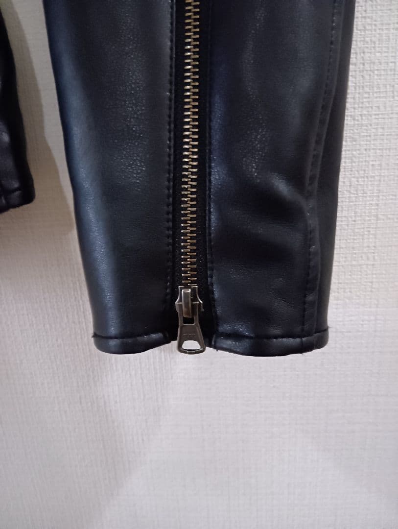 ナノ・ユニバース フェイクレザー シングルライダースジャケット XL