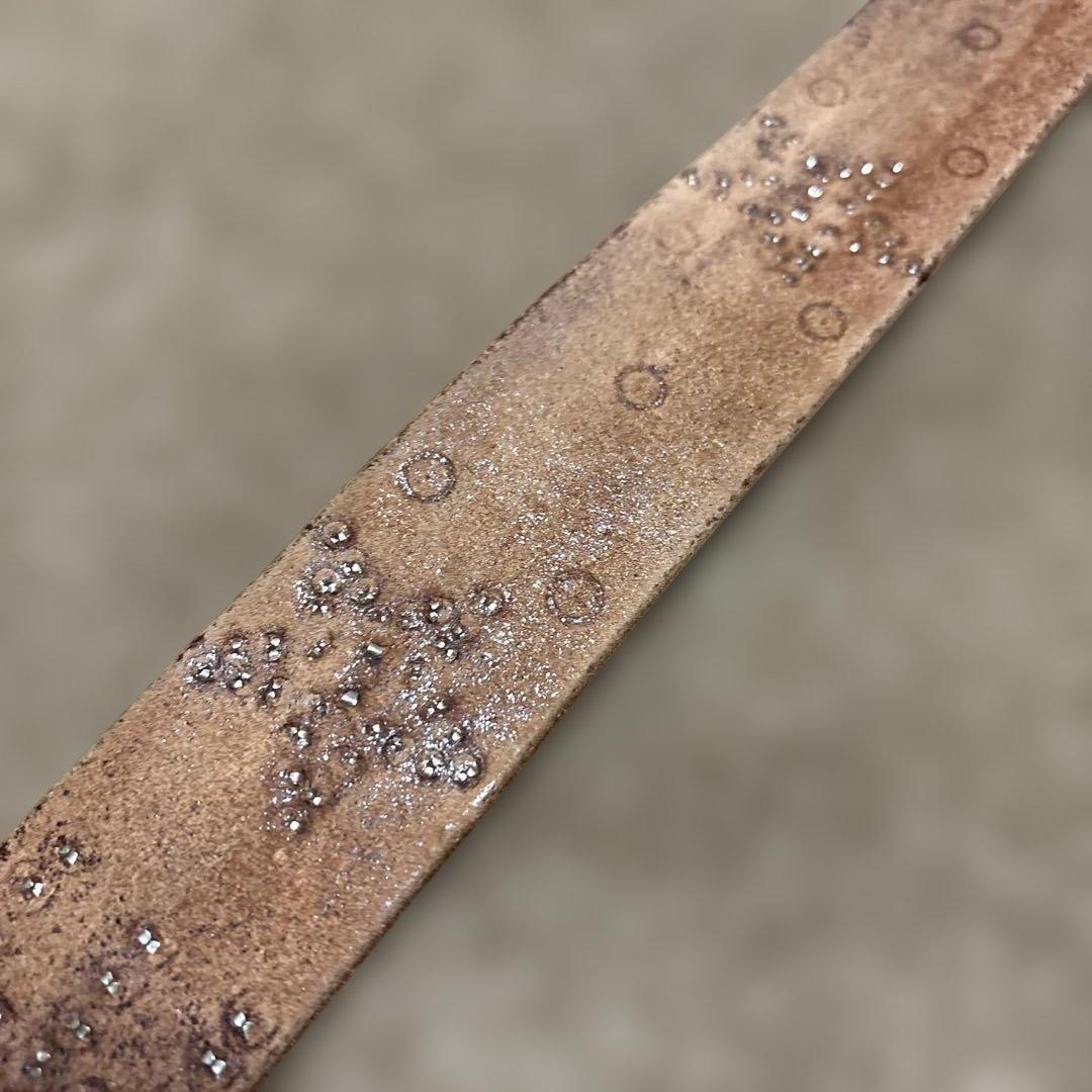 36inch HTC レザースタッズベルト　茶芯