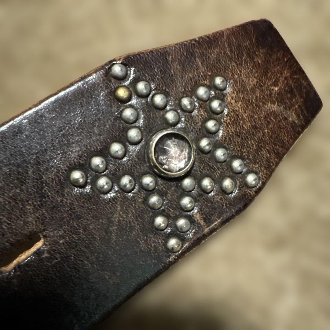 36inch HTC レザースタッズベルト　茶芯