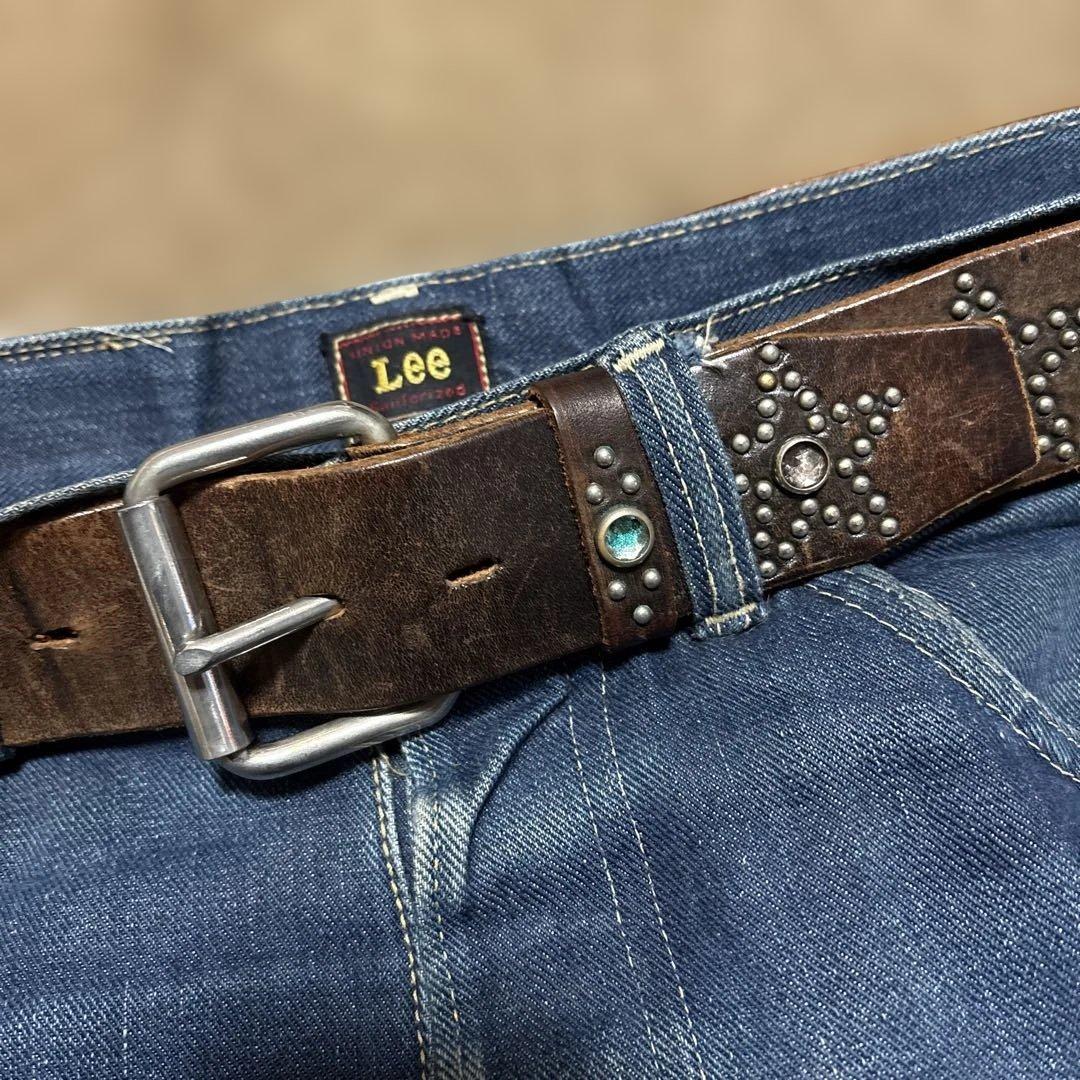 36inch HTC レザースタッズベルト　茶芯