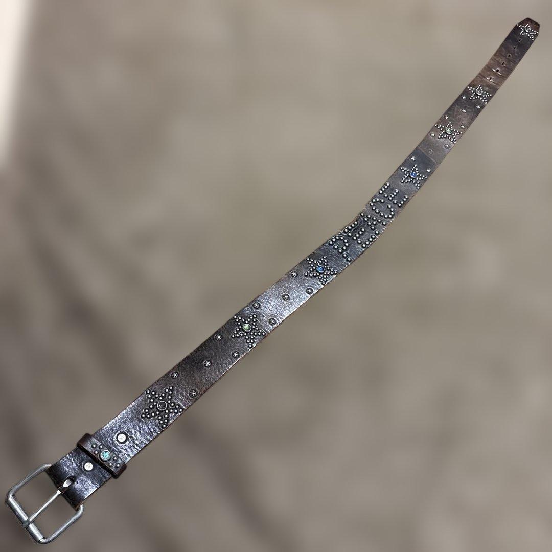 36inch HTC レザースタッズベルト　茶芯