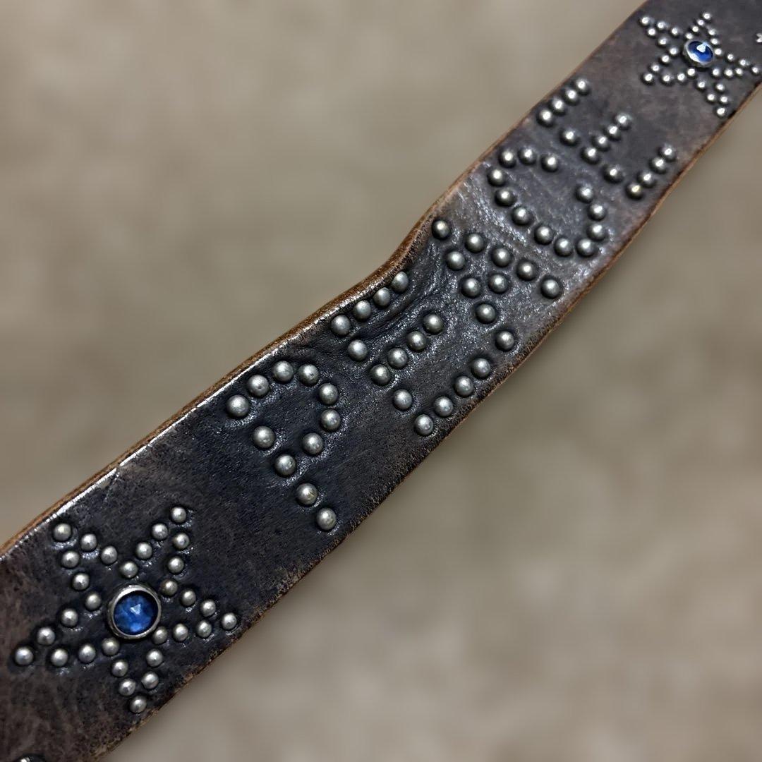 36inch HTC レザースタッズベルト　茶芯