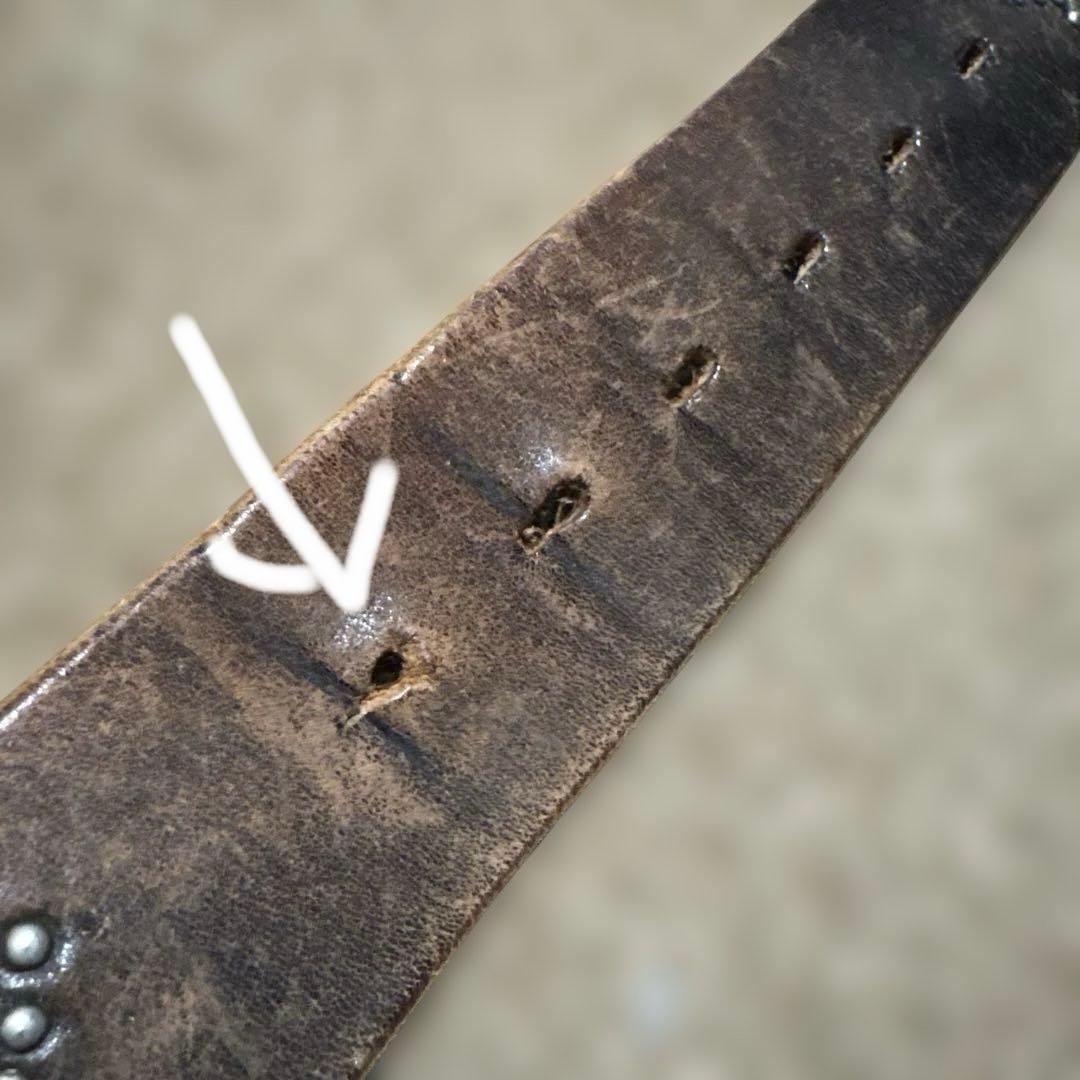 36inch HTC レザースタッズベルト　茶芯