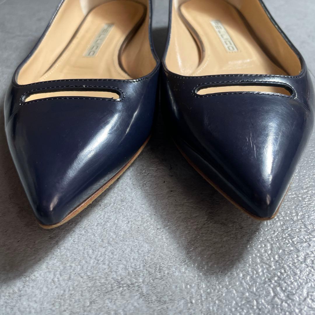 名作✨️ PELLICO アネッリ フラットシューズ エナメル ネイビー 37