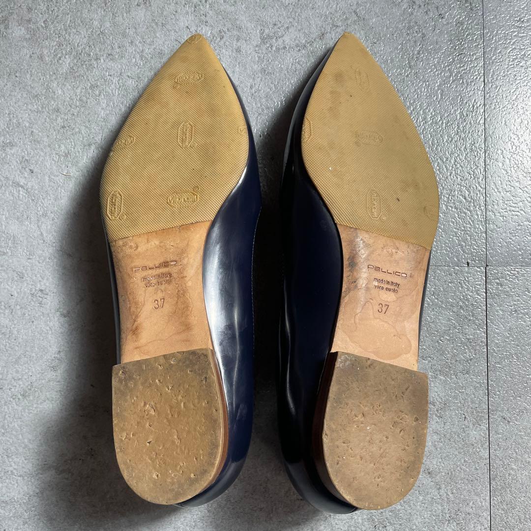 名作✨️ PELLICO アネッリ フラットシューズ エナメル ネイビー 37