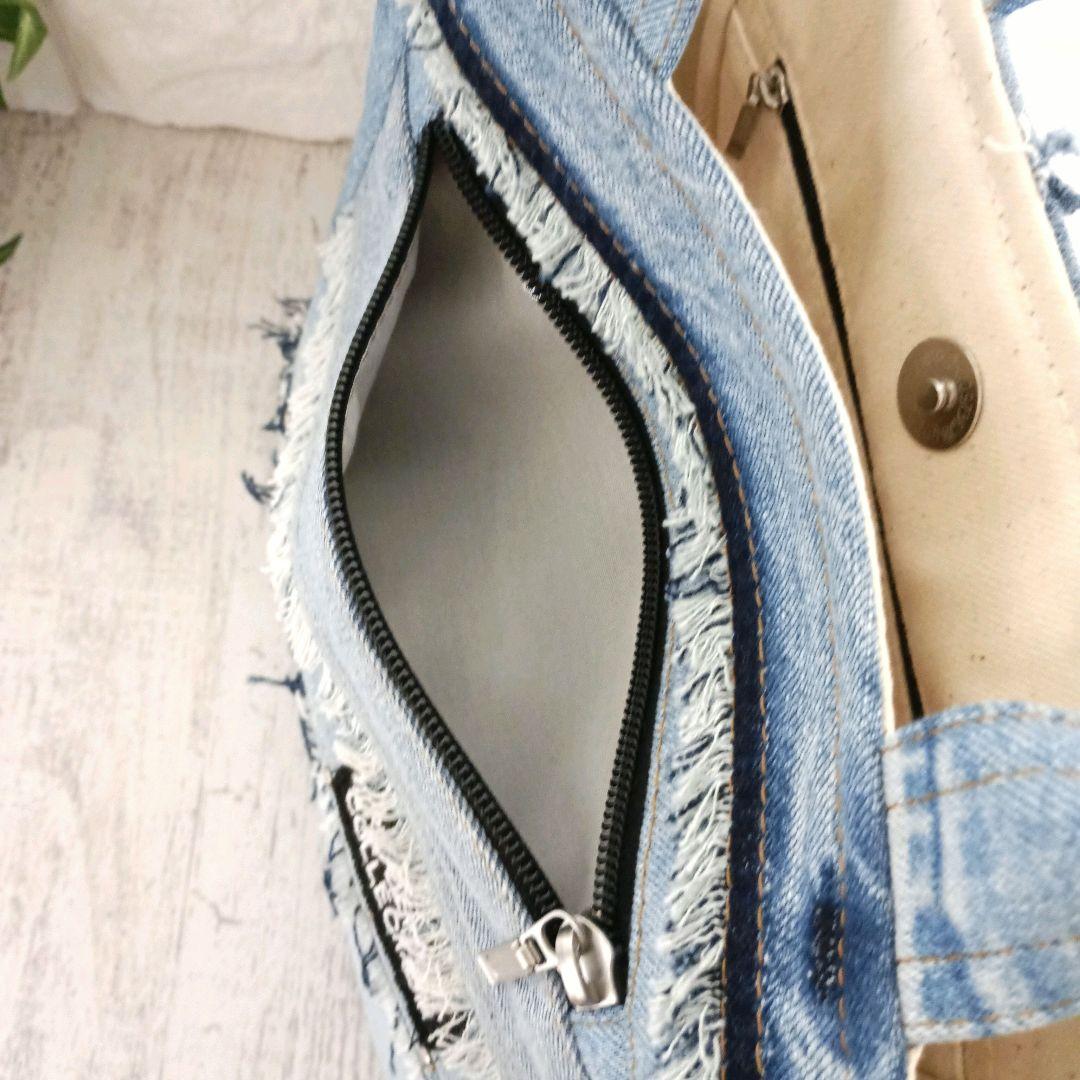 リメイクデニム★MIXデニムトートバッグ＋ショルダーストラップセット