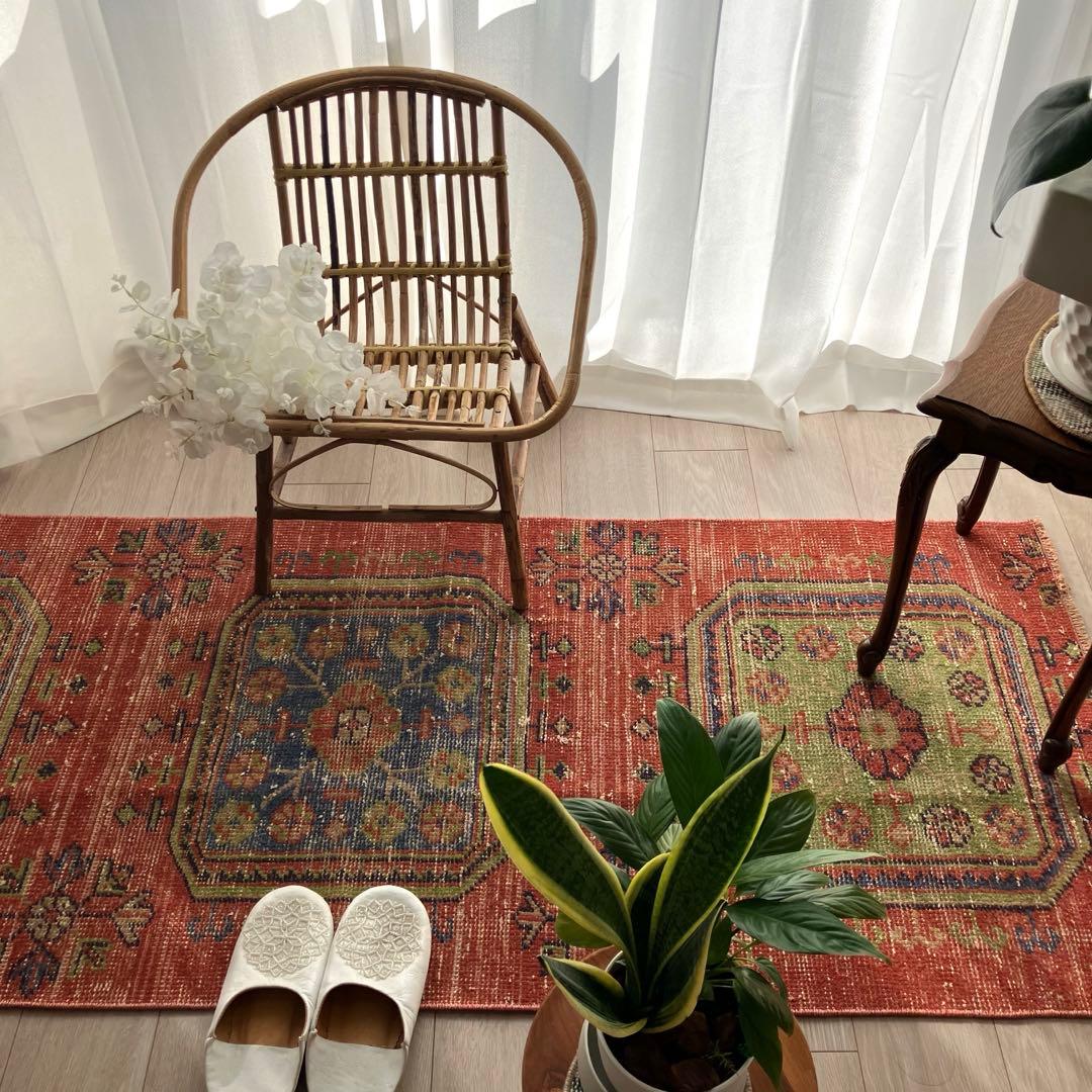 オレンジ3Box ブルー73×184 グリーン　魔除けD トルコヴィンテージラグ