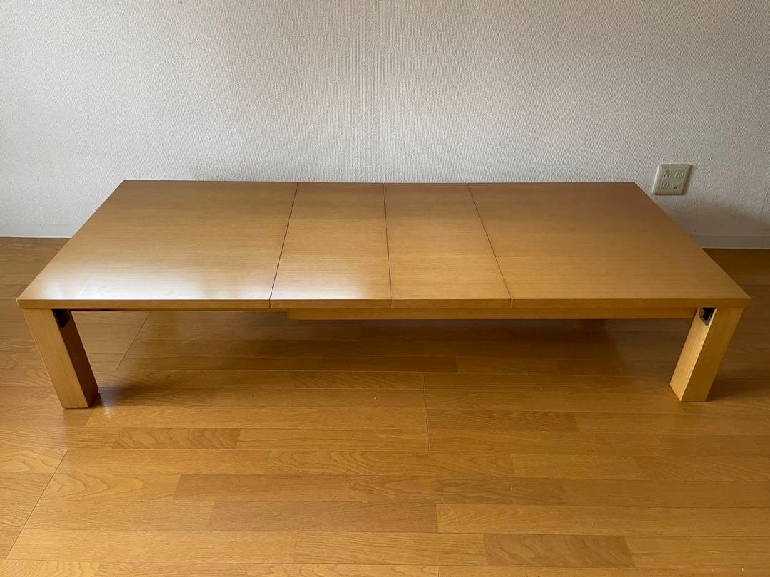 伸縮 折りたたみローテーブル 木製シンプルテーブル　長方形　ライトブラウン