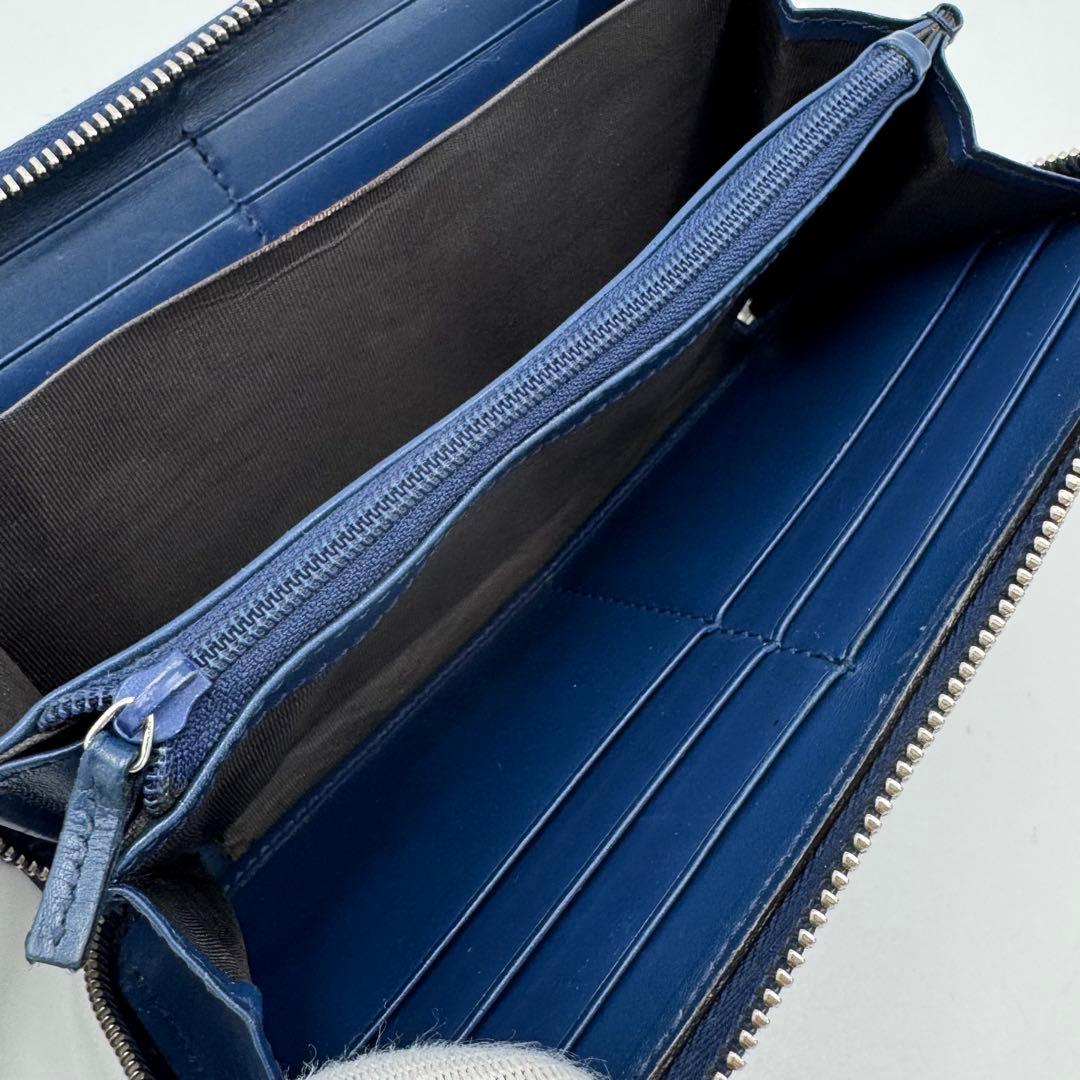 GUCCI グッチ ディアマンテ レザー ラウンド ジップ 長財布 ネイビー