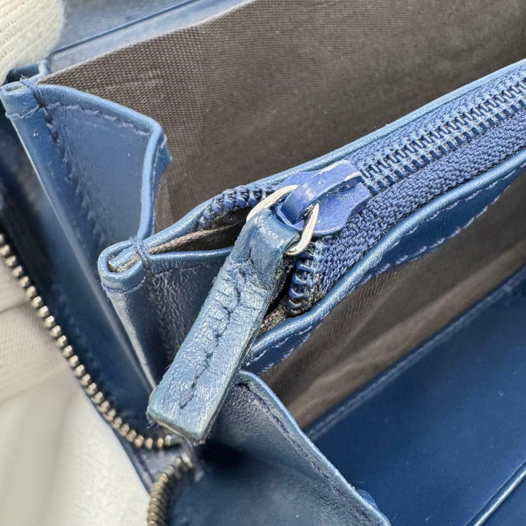 GUCCI グッチ ディアマンテ レザー ラウンド ジップ 長財布 ネイビー