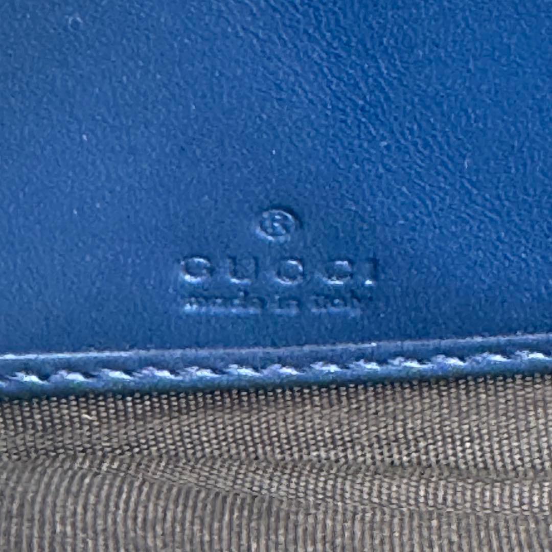 GUCCI グッチ ディアマンテ レザー ラウンド ジップ 長財布 ネイビー