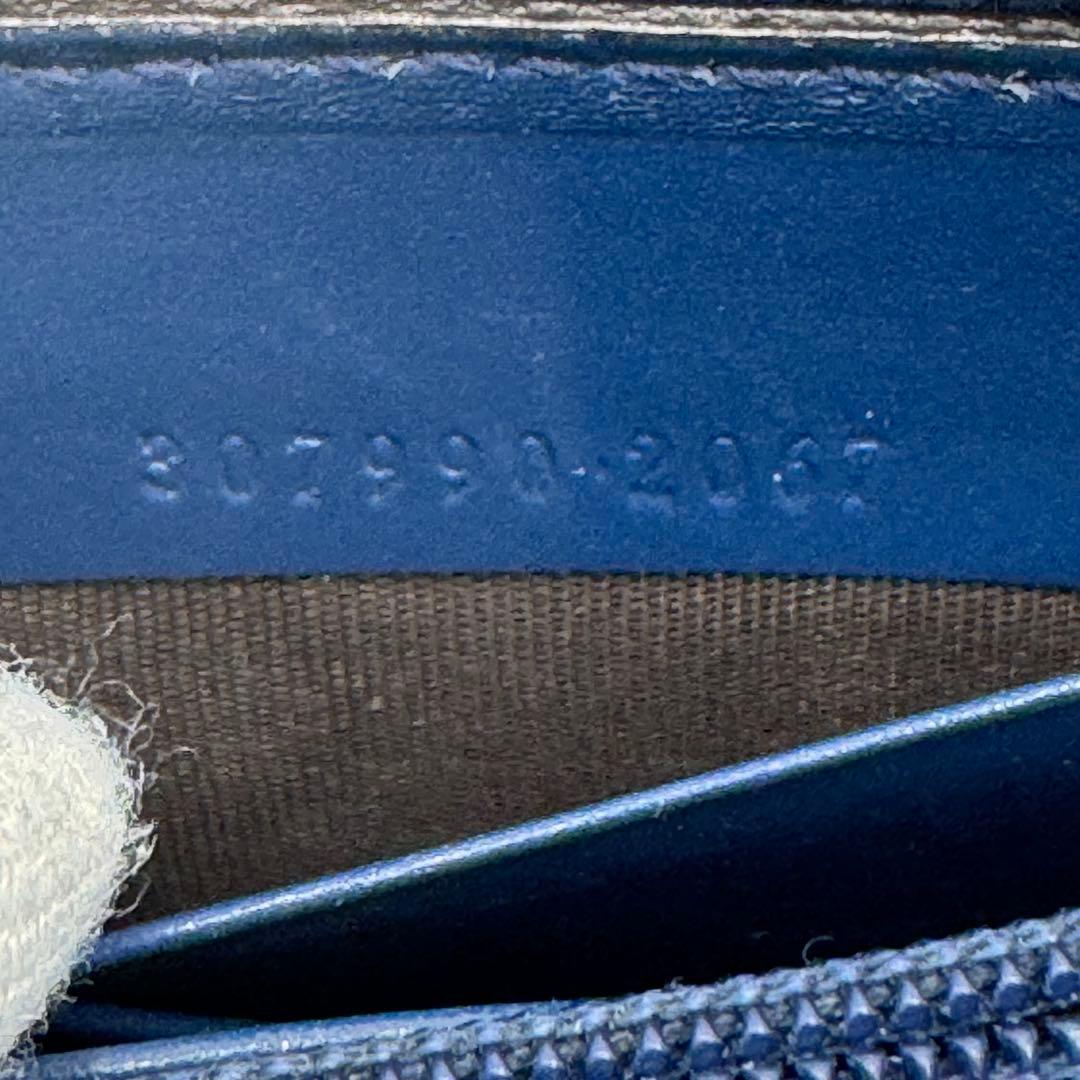 GUCCI グッチ ディアマンテ レザー ラウンド ジップ 長財布 ネイビー