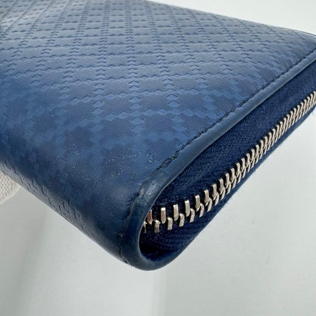 GUCCI グッチ ディアマンテ レザー ラウンド ジップ 長財布 ネイビー