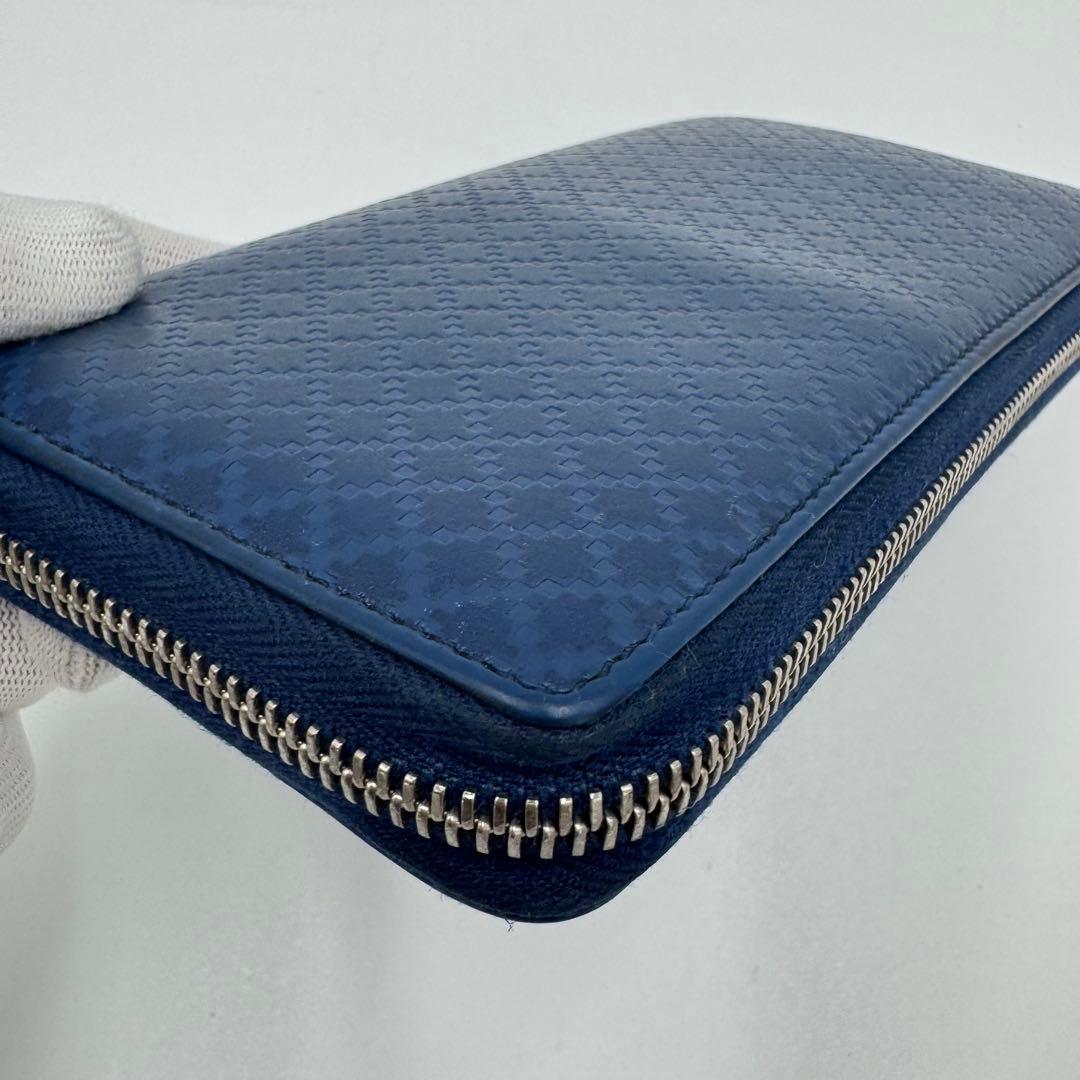 GUCCI グッチ ディアマンテ レザー ラウンド ジップ 長財布 ネイビー