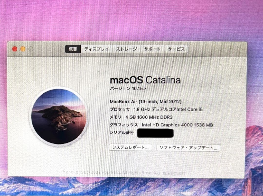 MacBook Air (13-inch, Mid 2012) 本体