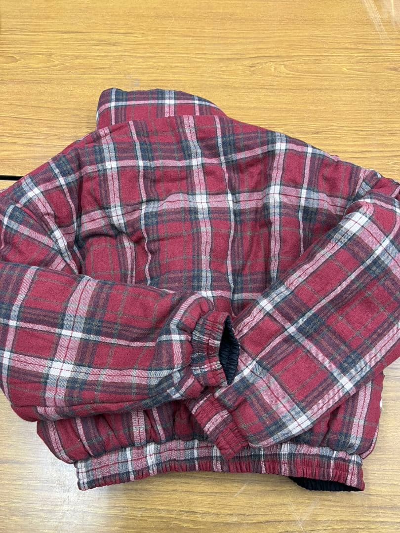 リバーシブル赤黒チェックダウンジャケット 地底人