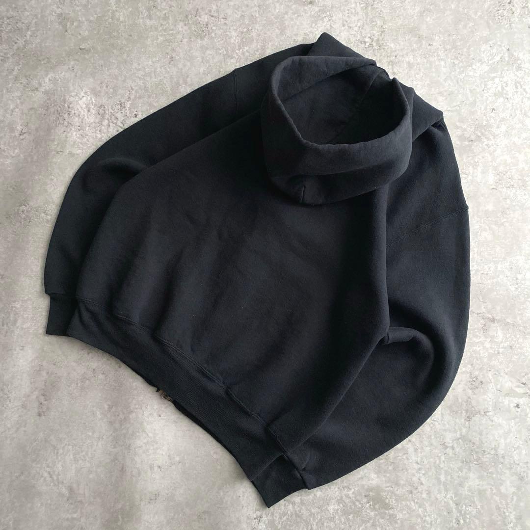 希少サイズ 90s ラッセル 無地 ジップ パーカー 黒 ブラック USA製 M